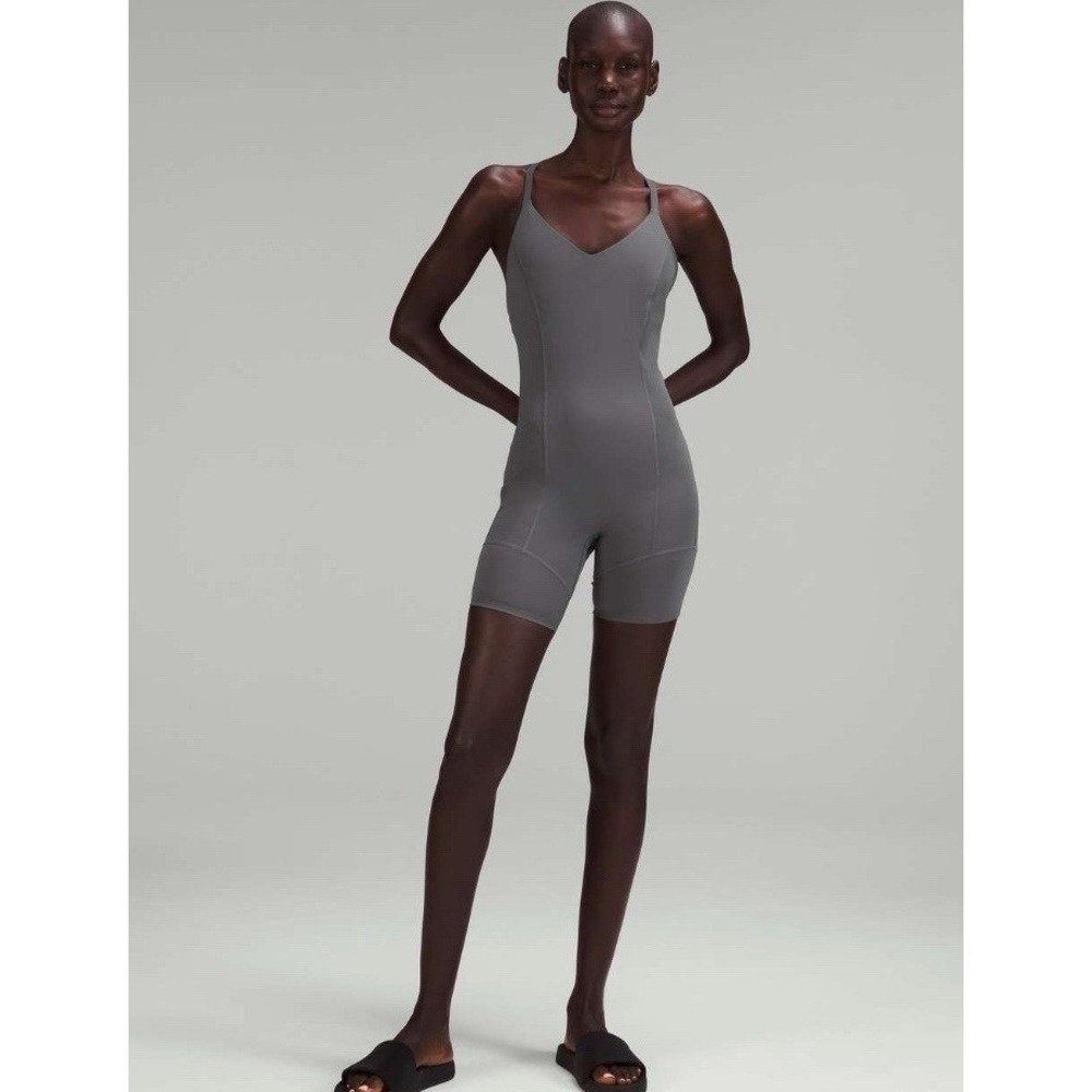 Lululemon‎ Gray Catsuit Lab Nulux and Mesh Onepiece  size 12